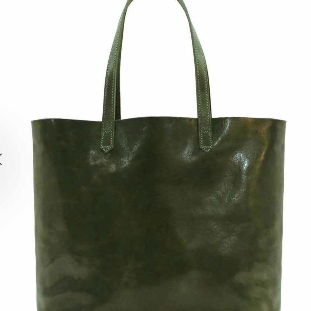 Floto Italian Leather Tote Green Patina Made in Tuscany
